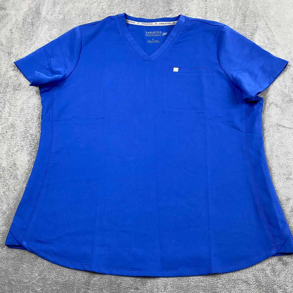Fabletics Women Large Scrub Top Royal Blue V-Neck Performance TS2253853-4795